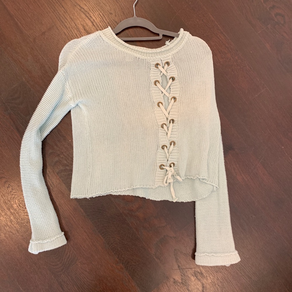 vintage havana coverup lace up sweater